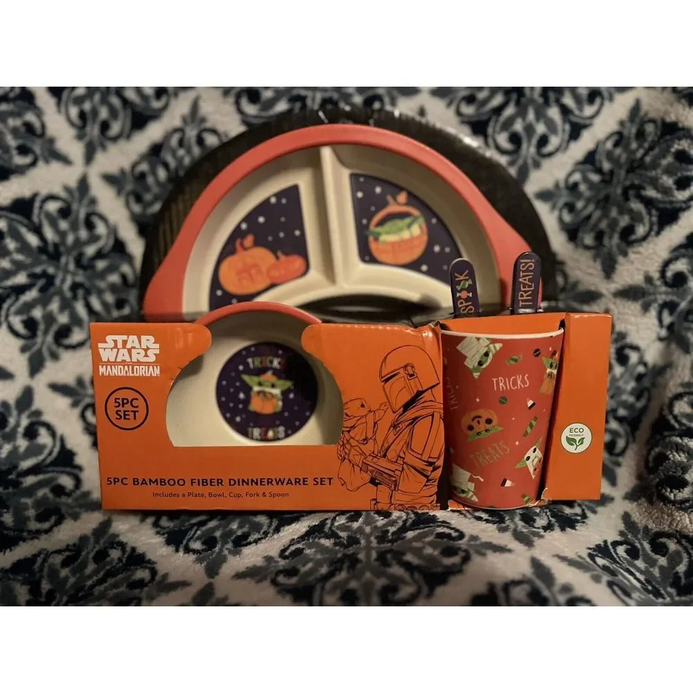 Star Wars MANDALORIAN Baby Yoda 5 PC Bamboo Child Dinnerware‎ Set